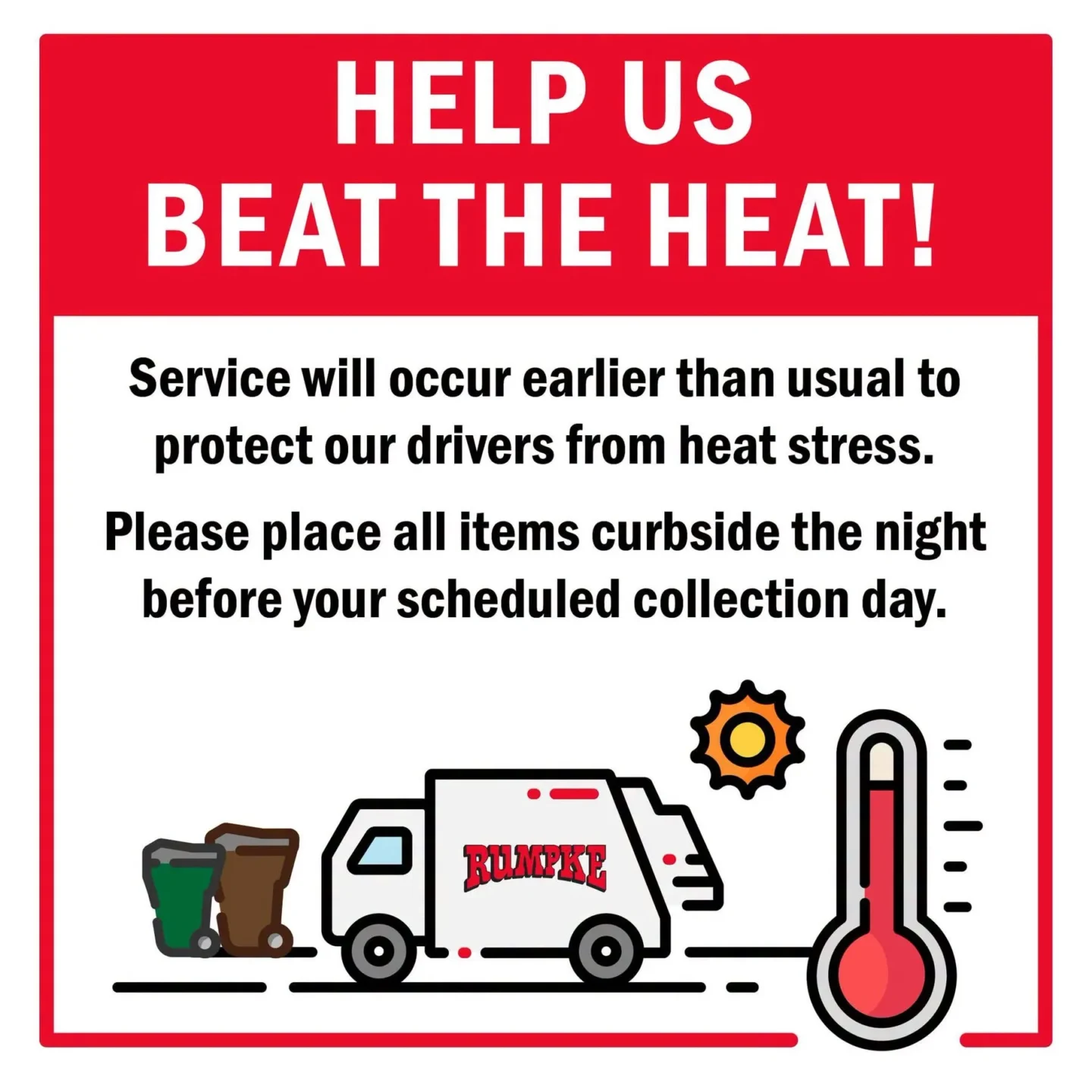 Garbage truck graphic with thermometer